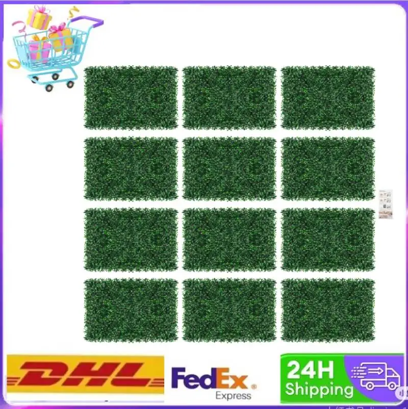 

12 PCS 40x60cm Artificial Plant Walls Foliage Hedge Grass Mat Greenery Panels Fence Home Decor Fake Plants Garden Simulated Lawn