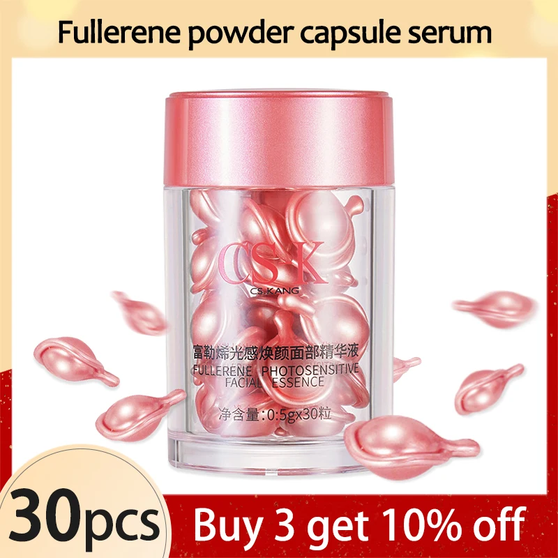 30/90Capsules Fullerene Anti-Aging Powder Capsule Face Serum Firming Fade Fine Lines Vitamin C Whitening Dark Spot Remover Skin