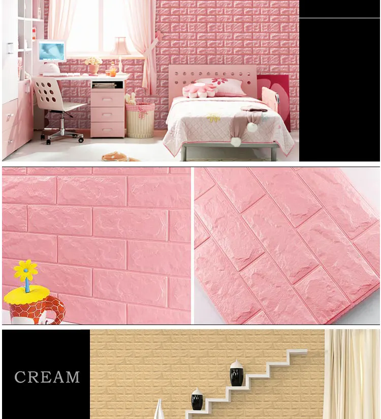 

Self Adhesive 3D Brick Wall Stickers Stone Living Room Decor Foam Waterproof Panels Covering Wallpaper Home TV Background Kid