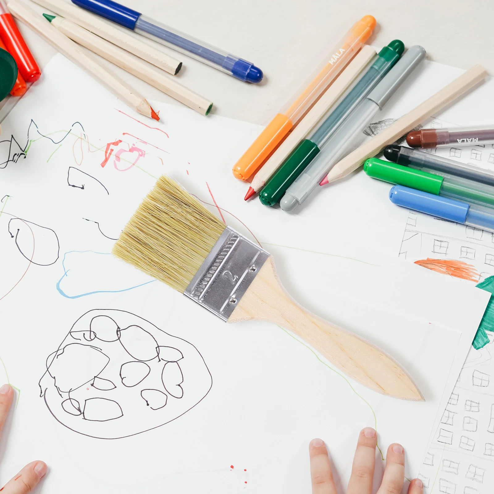 23 pezzi di pennello in legno resistente all'acqua per artisti, setole di bambù, pittura per bambini