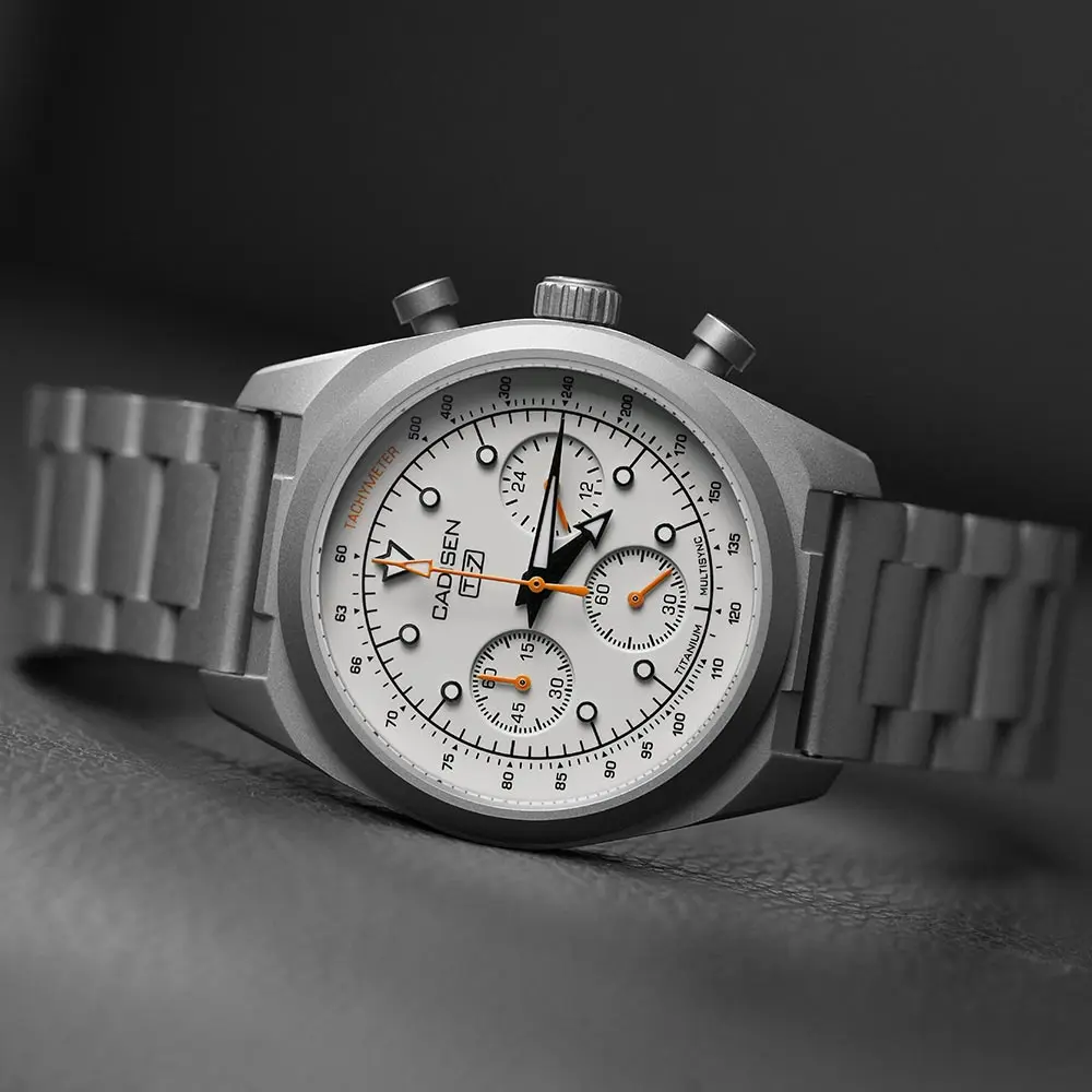 CADISEN TI-7 MULTISYNC Titanium Strap Moon Mens Watches Quartz Chronograph Japan TMI VK63 Movement  Luxury Gift For Men Watch view 4