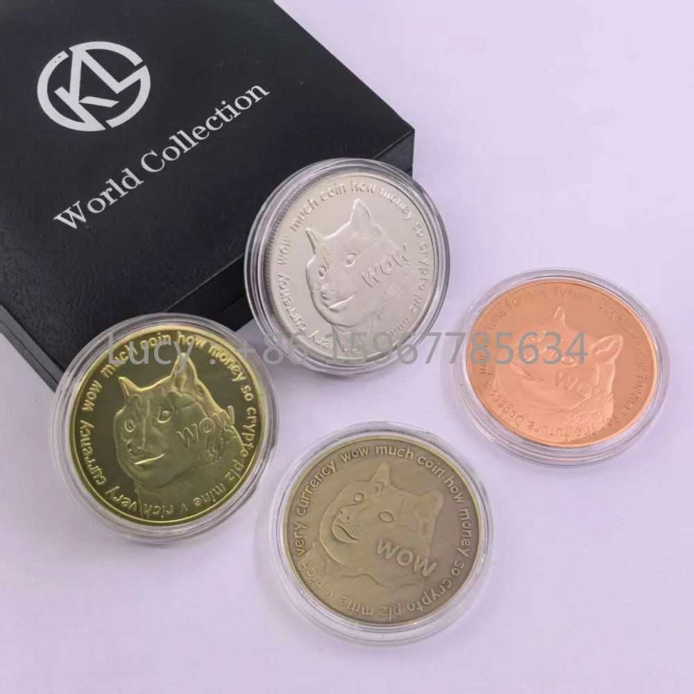 1 عملات معدنية إبداعية قابلة للجمع من Dogecoin، عملة تحدي مطلية بالذهب من Wow Doge #1