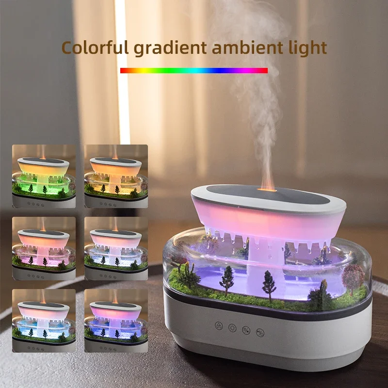 Rain Cloud Aromatherapy Machine Air Humidifier Water Drop Micro Landscape Essential Oil Ultrasonic Diffuser With 7 Night Lights