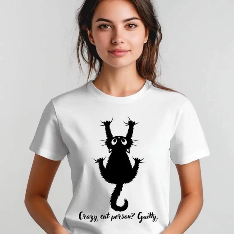 مضحك CaT تي شيرت مجنون شخص مذنب لطيف معلق عاشق مالك الفكاهة الوالدين