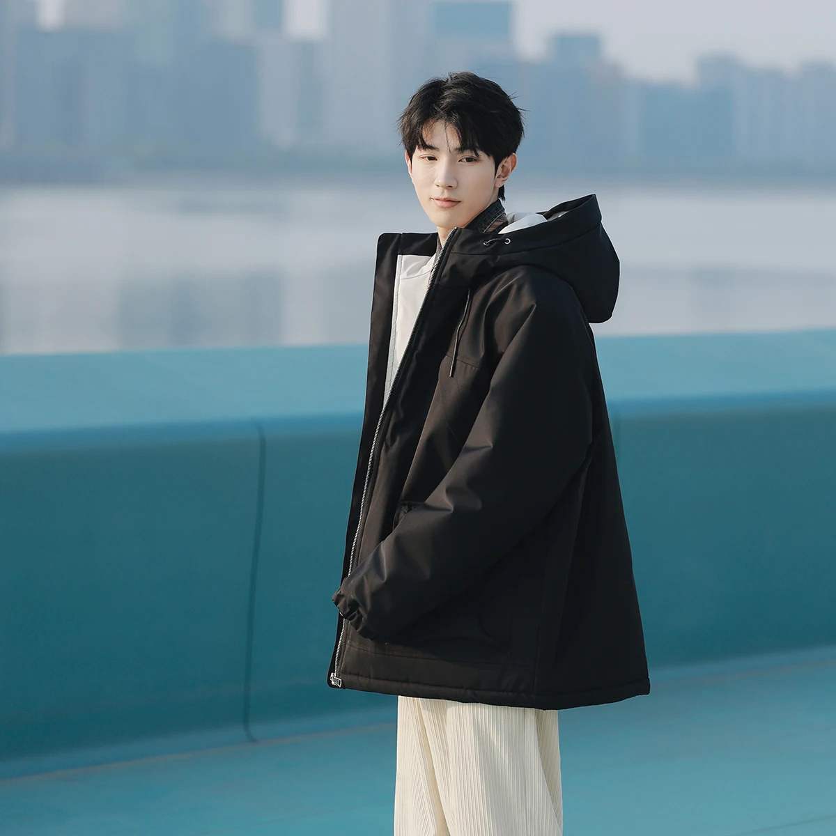 

Winter Thiened down Cotton Jaet Men's 2024 New Anti-wind Waterproof Outdoor Vest Warm Casual Sle Zipper Closure Coat