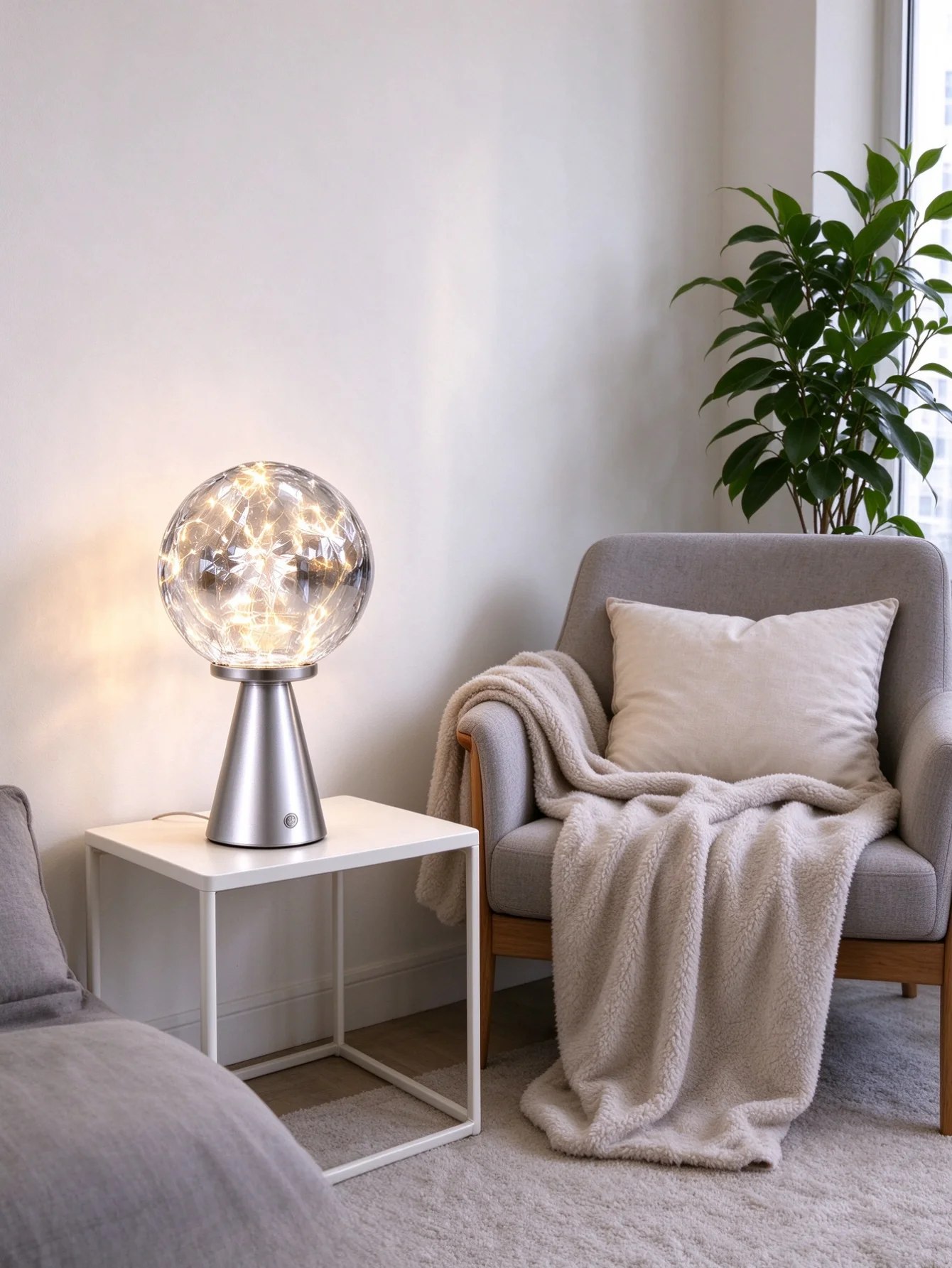 Modern Luxury Rechargeable Portable Lava Table Lamp Warm Atmosphere Glass Ball Bedside Home Desktop Decoration
