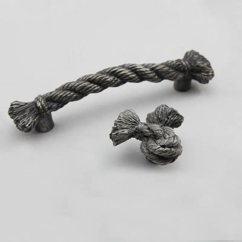 Vintage Cabinet Handles and Knobs Antique Silver Knot Drawer Cupboard Door Knob Shoe Cabinets Wardrobe Pulls Pewter Alloy 96mm