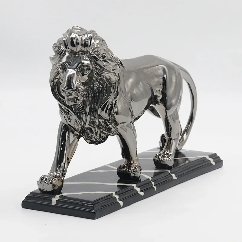 Golden Lion Sculpture Animal Figurine Resin Crafts Living Room Study Desktop Ornaments Creative Modern Home Room Decor Statue