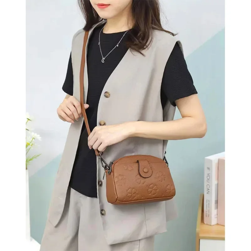 New Fashion Women's Crossbody Bag Genuine Leather Phone Bag Large Capacity Single Shoulder Straps Women's Small HandBag