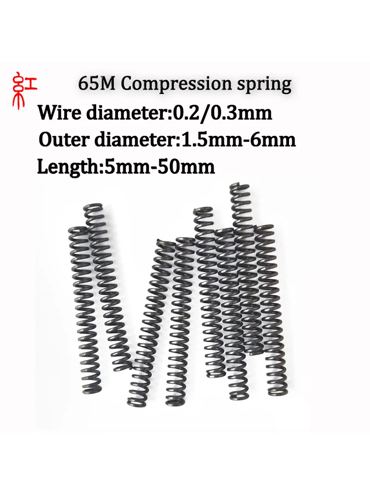 

65Mn Compression Spring WD0..2/0.3mm Cylidrical Coil Small Return Compressed Springs Release Pressure Spring Steel 15P