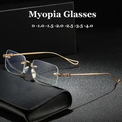 Women Men's Diamond Cutting Myopia Glasses Fashion Computer Near Sight Eyeglasses Optical Prescription Eyewear Diopter 0 To -4.0