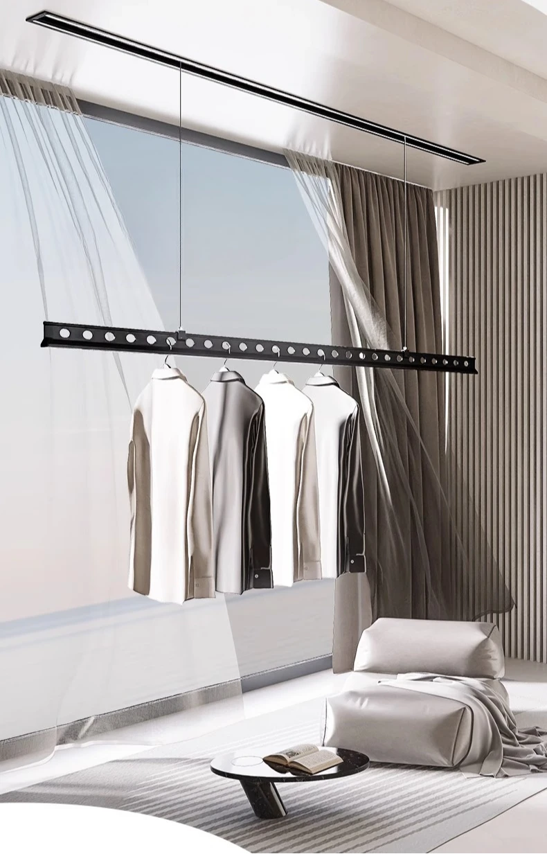 

Electric invisible drying rack remote control lifting embedded intelligent lighting