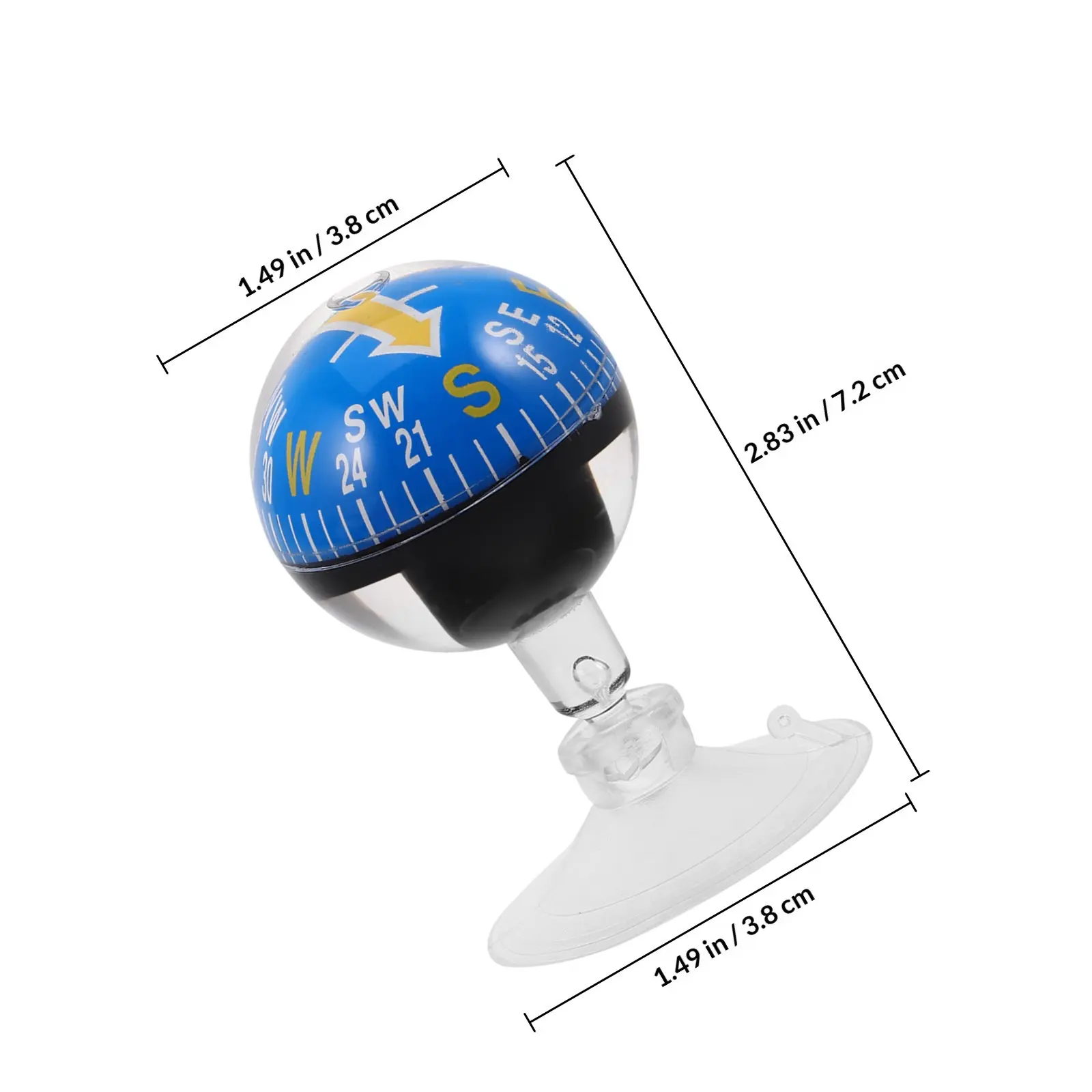 Suction Cup Car Compass 38Mm Diameter Portable Dashboard Mount for Vehicle Boat Hiking Navigation Reliable Precision Travel