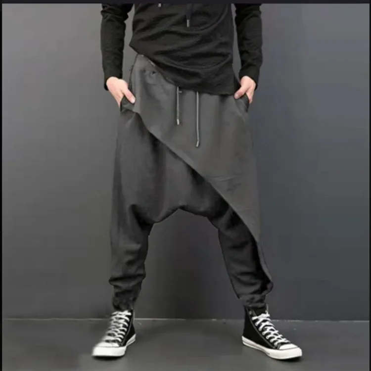 Casual Men's Pants 2023 Available Stock European Spring Loose-fit Harem Pants Men's High Waist Slimming Cross-grade Harem