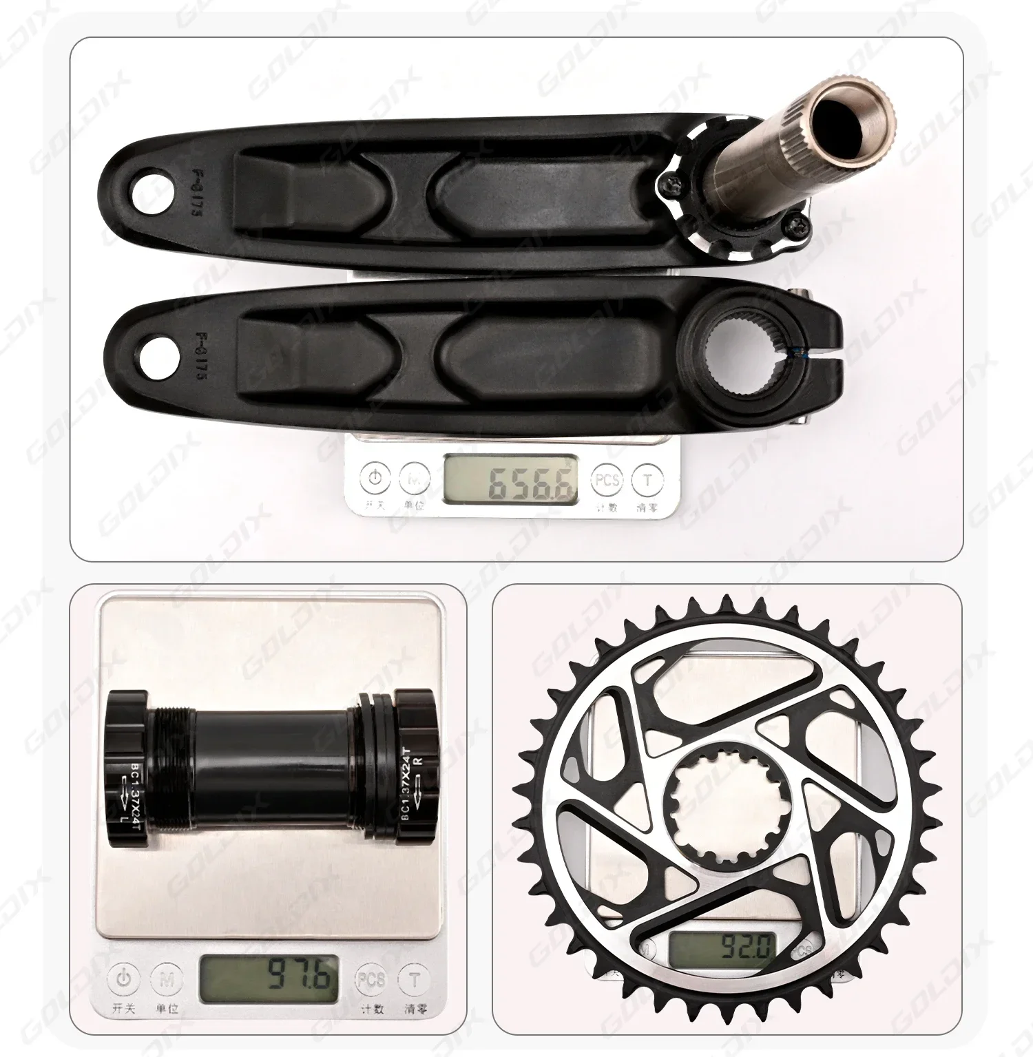 GOLDIX MTB XC Kurbelgarnitur Narrow Wide 3mm Offset AERO Kettenblatt 165/170/175mm Kurbellänge für 3-Bolzen-Direktmontage-Kurbel – Detail 13