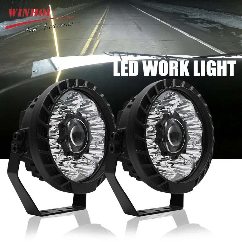 2PCS 7 Inch LED Headlights 12-24V Automotive Led Work Bar Powerful Foggers Lamp White Spotlights for Off Road 4x4 Truck ATV SUV