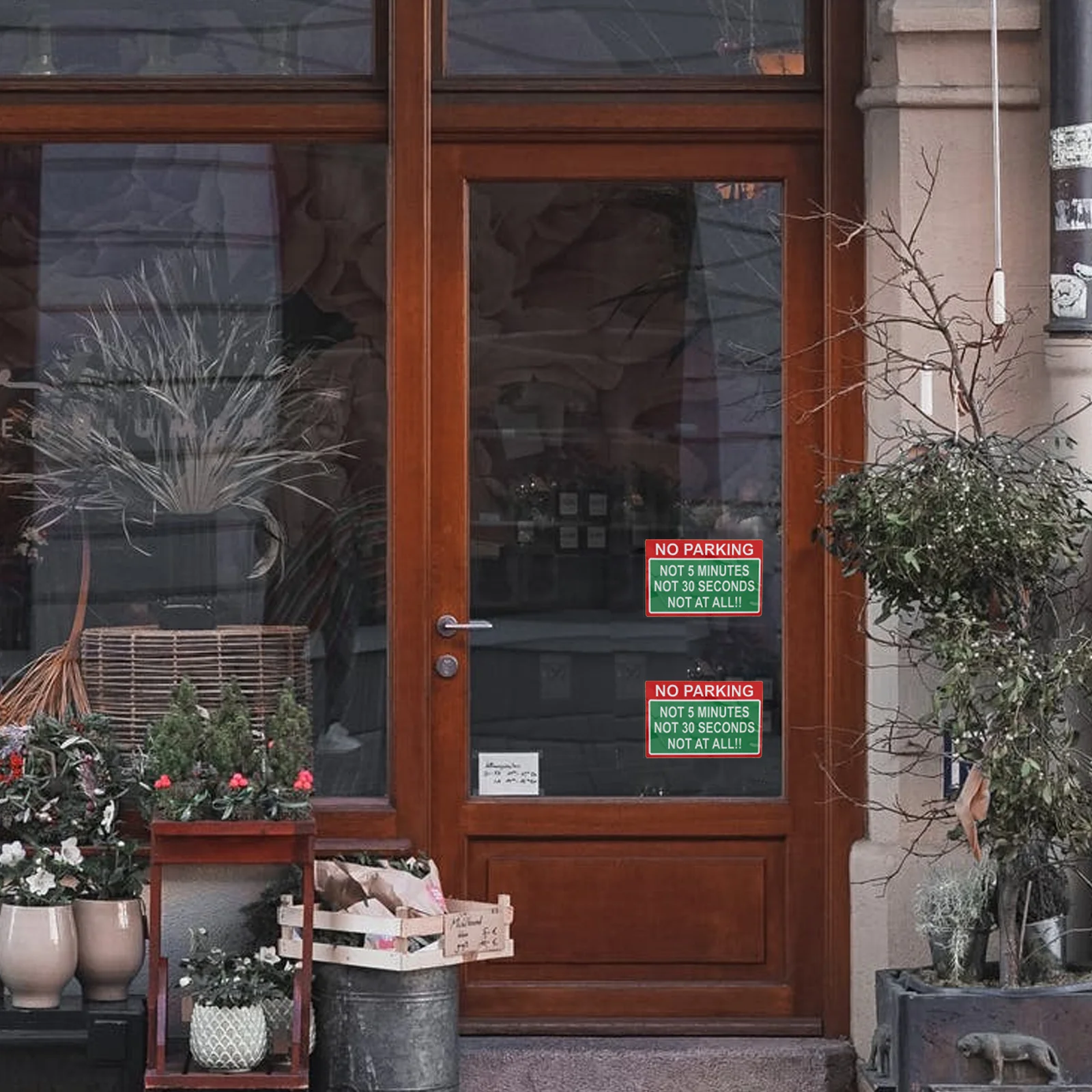 2pcs No Parking Sign Car Sticker Waterproof Pvc For Entrance Safety Warning Reminders Vehicle Sticker