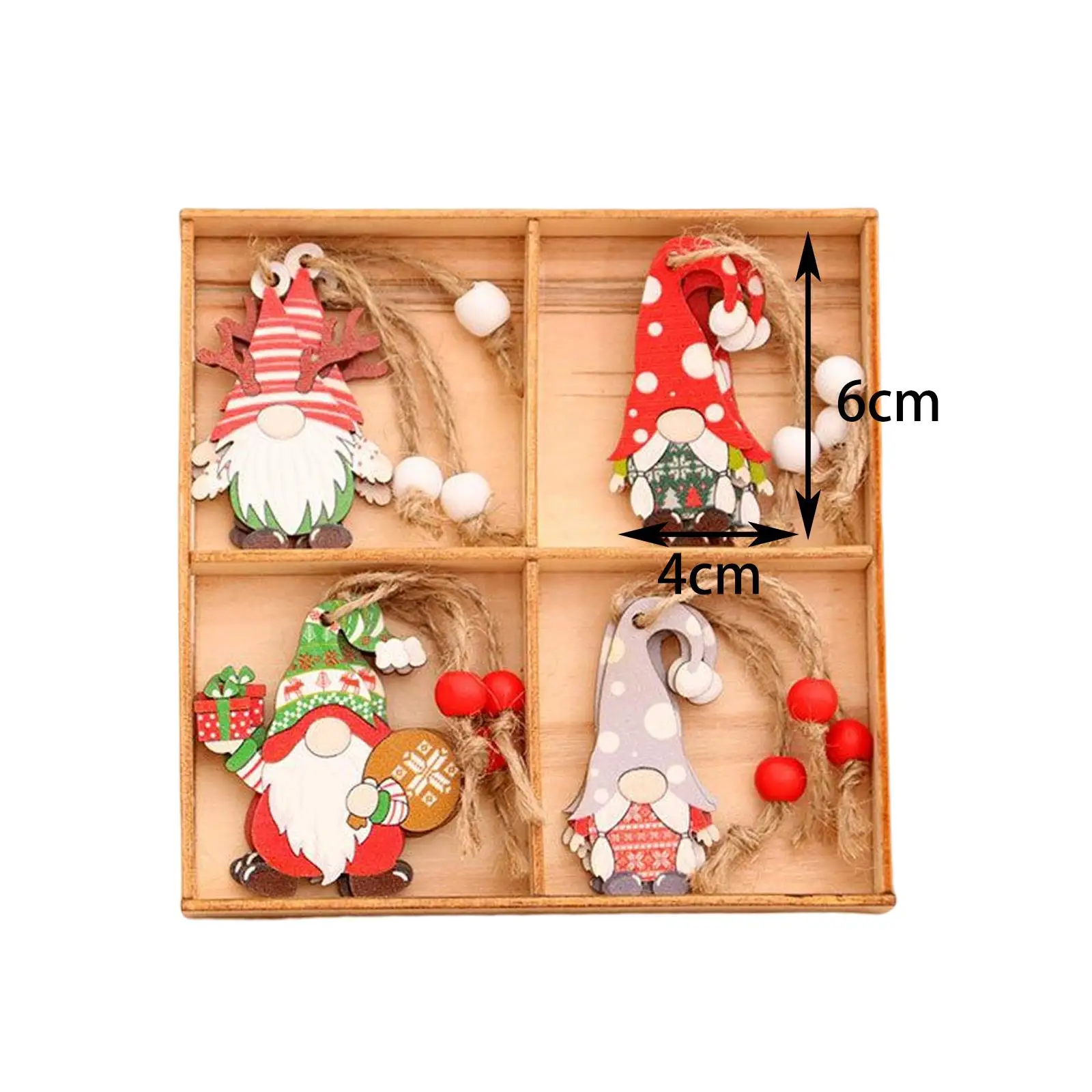 Adornos colgantes de Gnomo de Navidad de madera con decoraciones, 12x
