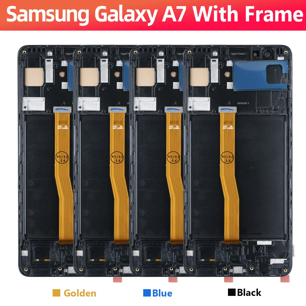 Super AMOLED A7 2018 A750 A750FNDS Display Screen With Frame For Samsung Galaxy LCD Digital Touch Screen Assembly SM-A750F