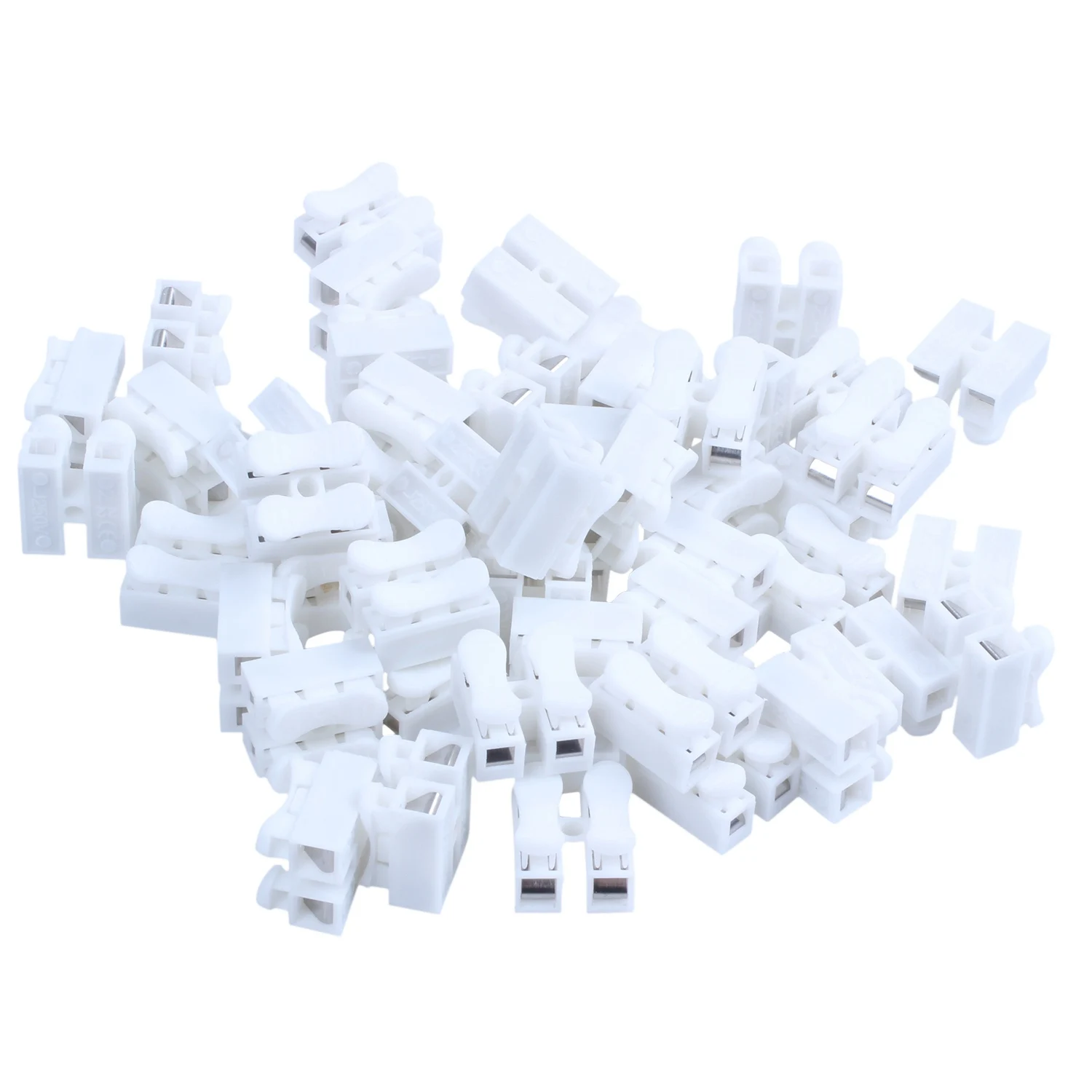 50PCS CH2 Spring Quick Cable Clamp Terminal Block Connector for Light