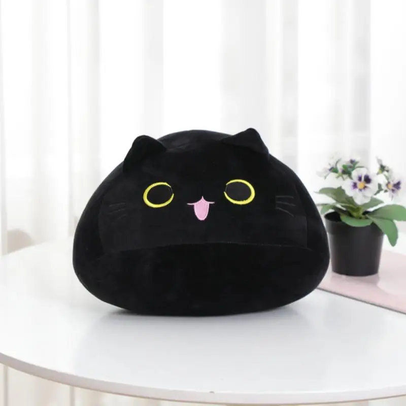 Chat en peluche ultra doux, animal en peluche, chats noirs, oreiller en peluche, poupées amusantes pour canapé, 16 po