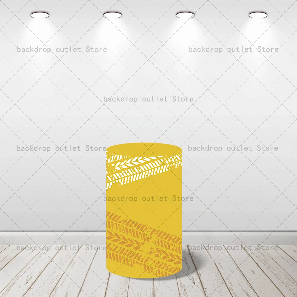 Mehofond Race Car Theme Boy Birthday Cylinder Plinth Covers Grids Wheel Flame Party Backdrop Photo Booth Plinth Covers