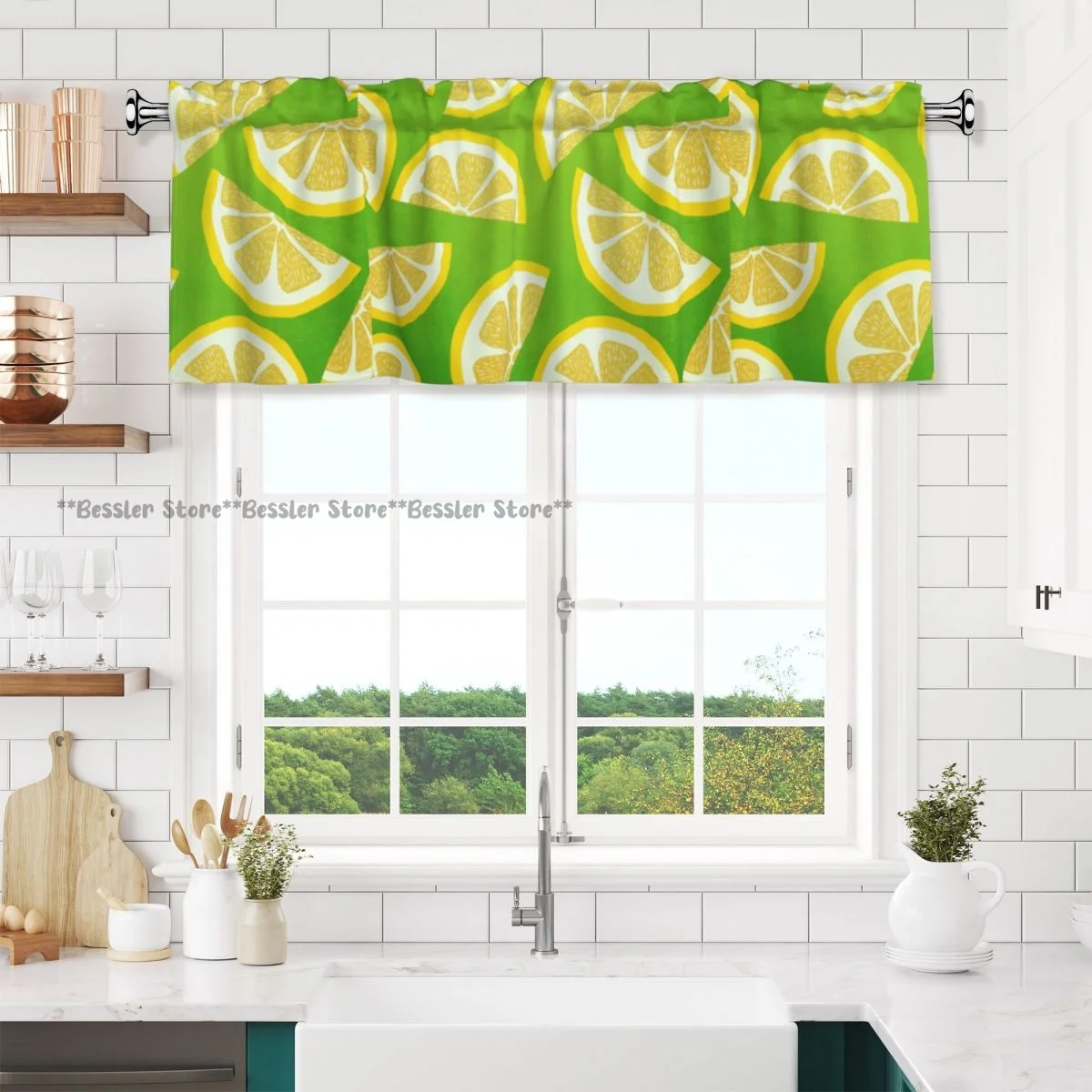 Lemon Blackout Kitchen Short Curtain,54 x 18in