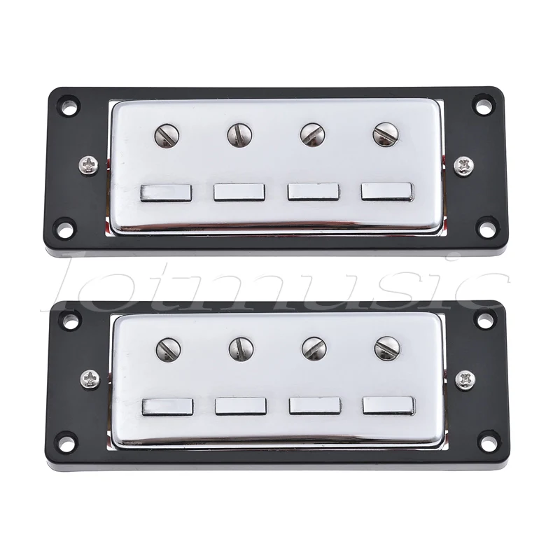 

1Set Mini Humbucker Pickups Bridge and Neck 4 String for Electric Guitar Parts Chrome with Black Frame