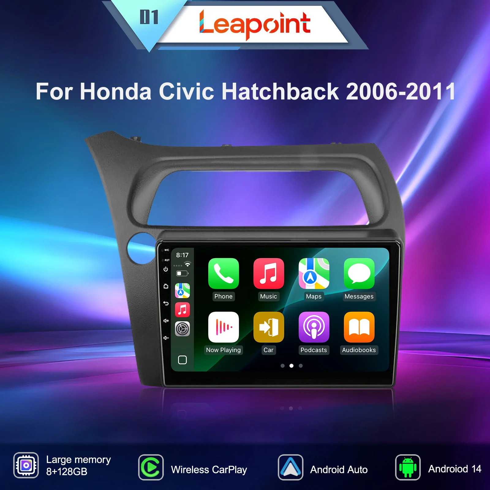 

Leapoint Android 13 Car Radio For Honda Civic Hatchback 2006-2011 wireless carplay Multimedia Player GPS Navigation Stereo 4G