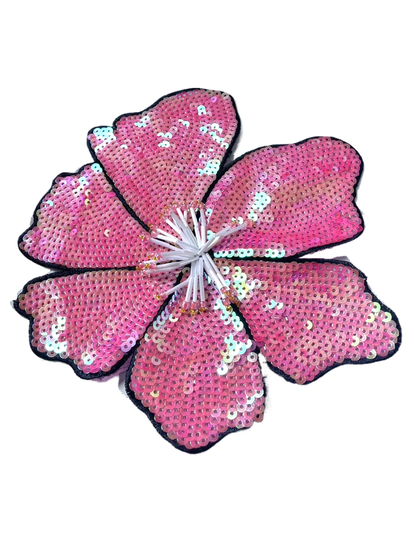 1 Piece 20CM Shining Red Orange Blue Golden Silver Pink Sequins Beads Sew Flower Patch for Evening Dress Swimsuit DIY Applique