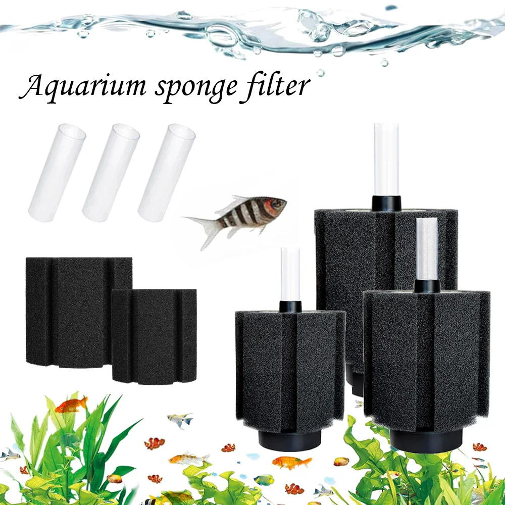 Aquarium-Bio-Schwammfilter, schwarz, angetriebene Luftpumpe, hocheffiziente biochemische Filtration mit Skimmer für Aquarien