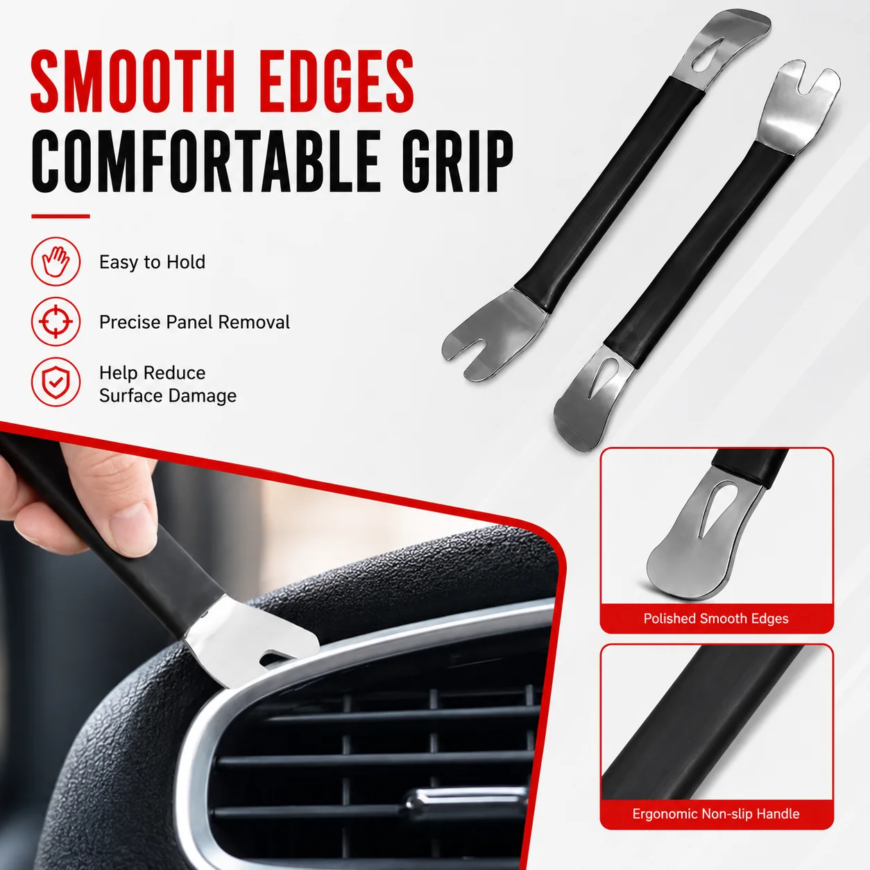 PINMOAP 1/2/5PCS Heavy Duty Stainless Steel Pry Bar Plate Flat Removal Tool For Car Woodworking Nail Pulling Motorcycle Repair