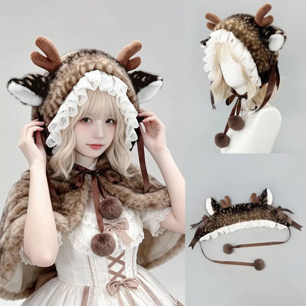 Thick Deer Pattern Faux Fur Hat Leg Cover Faux Mink Fur Cross-tie Scarf Luxury Thermal Washable Mink Fur Fake Collar Christmas