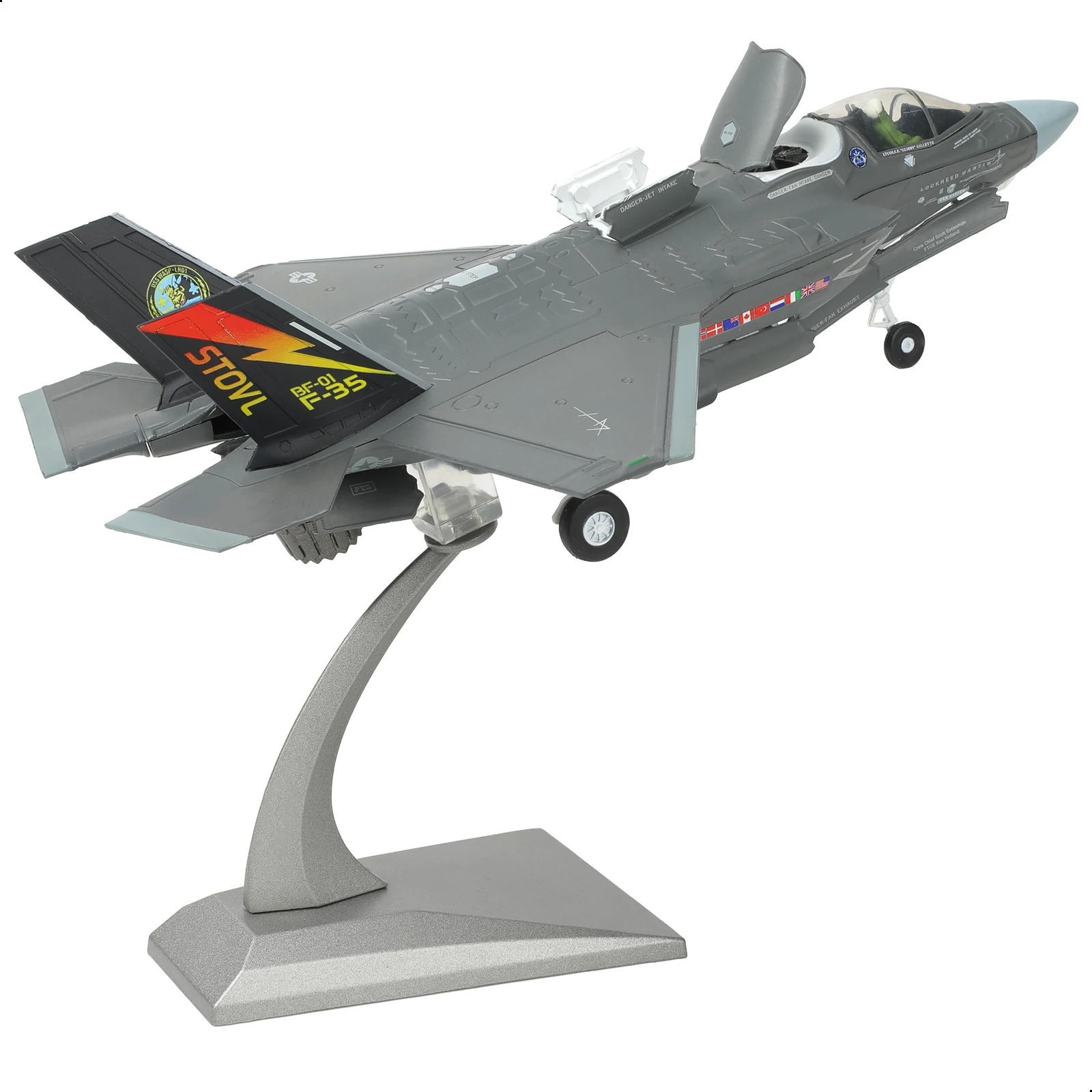 NUOTIE F-35 Lightning II 1:72 Die-cast Fighter Aircraft Model with Bracket F-35B Marine Corps Military Pilot Gift