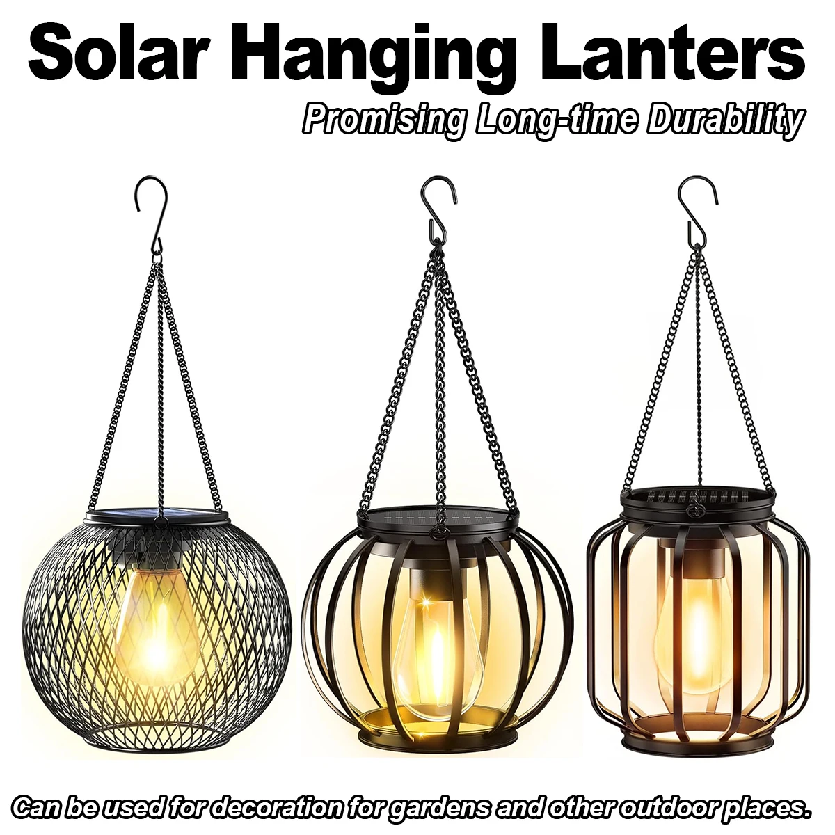 Solar Lantern Led Light Daylight Sensor Garden Lamps Lights Outdoor Waterproof 3000k Landscape Iron-art With Durable JJ2289