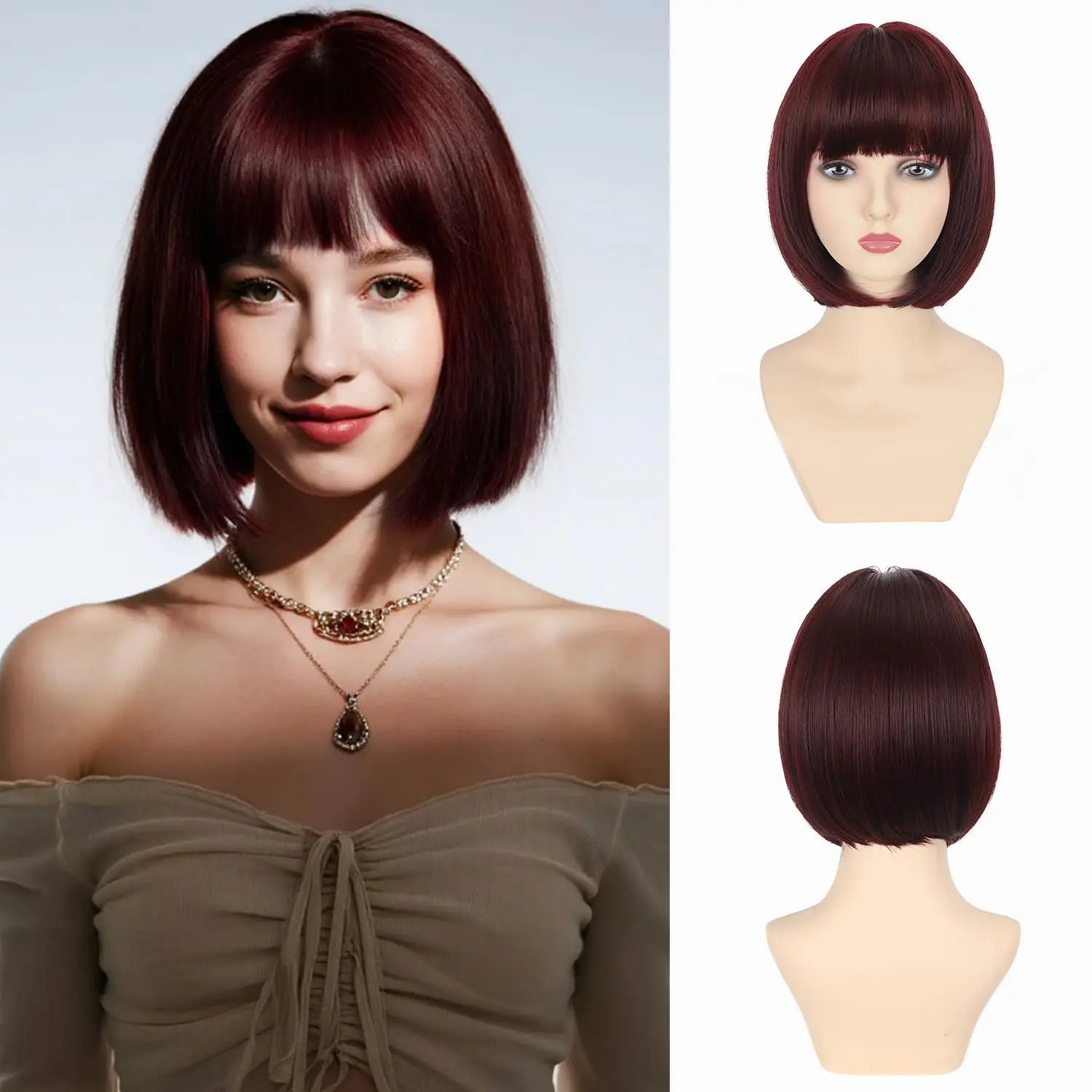 Synthetische Perücke im rosa Bob-Stil für Halloween, Cosplay-Perücke für die tägliche Party, hitzebeständige Haaraccessoire-Perücke – Detail 7