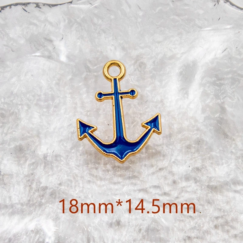 10PCS Ocean Style Fashion Alloy Pendant Shark Anchor Sailing Lifebuoy Charm Dangle DIY Necklace Earring Bracelet Accessories X33