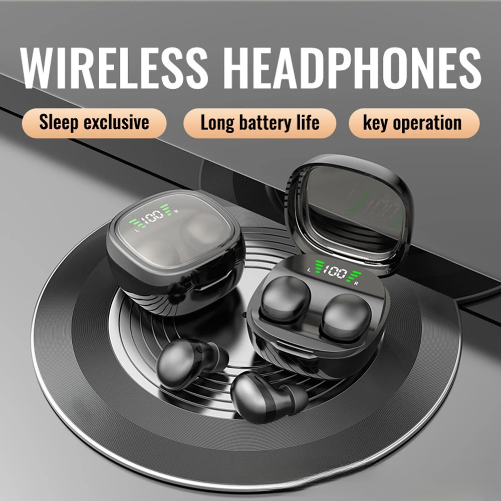 Invisible Sleep Wireless Earphone TWS Bluetooth 5.3 Headphones Hidden Earbuds IPX5 Waterproof Noise Reduction Sports Headset