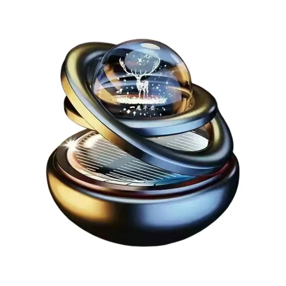 1 stücke Solar Aromatherapie Ornamente Auto Doppel Ausgesetzt Kristall Ball Rotierenden Aromatherapie Parfüm Ornamente Kreative Ornamente – Detail 2