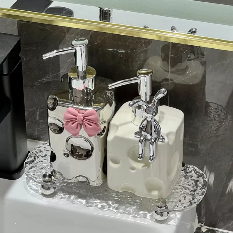 Cheese Ceramic Soap Bottle Bathroom Accessories Shampoo Bottle Portable Press Sub-bottle Nordic Home Decoration Soap Dispenser