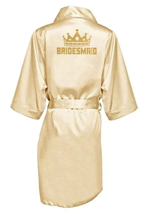 new Champagne bathrobe bride satin-silk robe women bridal party sister team mother shower gift bridesmaid wedding short robes