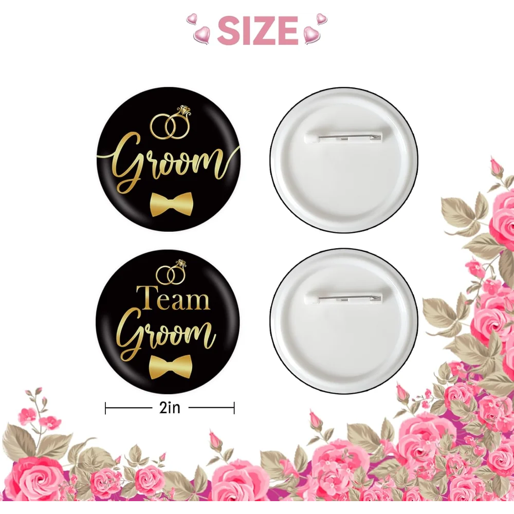 8 Stück Team-Bräutigam-Anstecknadeln, „Bride to Be“-Abzeichen, Hochzeits- und Junggesellenabschiedsdekorationen, Brautparty-Geschenke und Accessoires für den Bräutigam – Detail 4