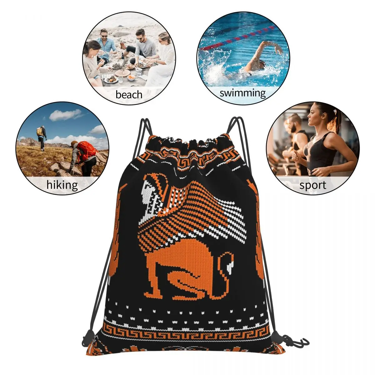 Tricots de prairie-sacs à dos grecs, sacs à cordon de proximité portables, sac de rangement de poche Bundle, sacs à livres pour hommes, femmes, étudiants