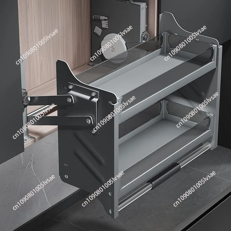 Hydraulic Pull Down Shelf Upper Kitchen Wall Cabinet Storage Hanger Elevator Lifting Basket