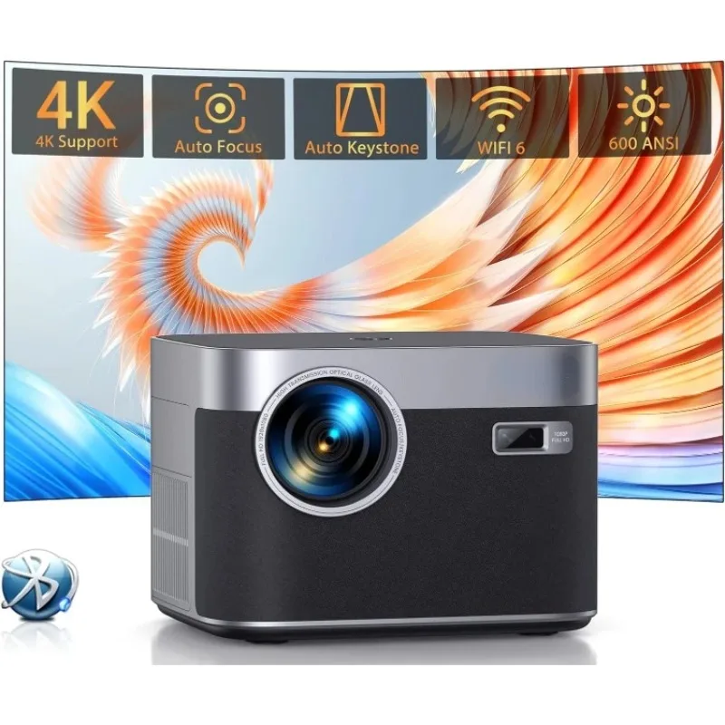 X7 Android TV Projector with WiFi and Bluetooth, Smart Projector 4K Supported, 700 ANSI, Dust-proof, 50% Zoom, Outdoor Projector