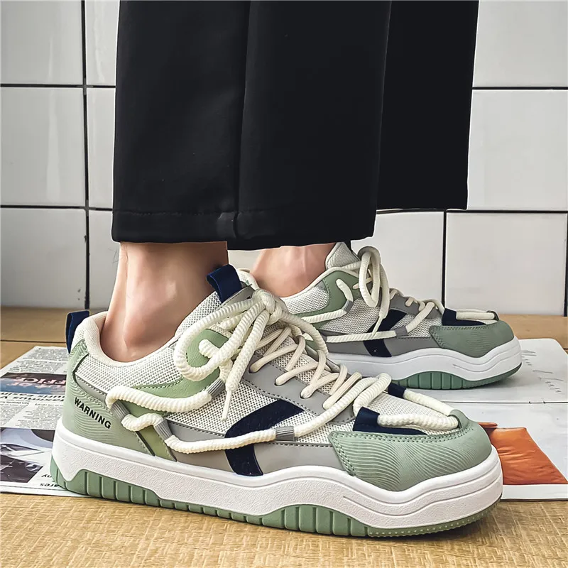 

Men's Casual Sport Shoes Spring Autumn New Style Hong Kong Retro Design Heightening Anti-slip Low Top Board Shoes Breathable