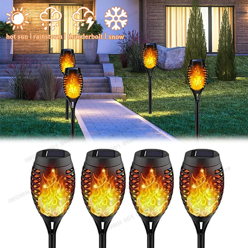 

Водонепроницаемый солнечный светодиодный фонарик с пламенем, уличный путь, двор, патио, пейзаж, газонные лампы для украшения сада, двора