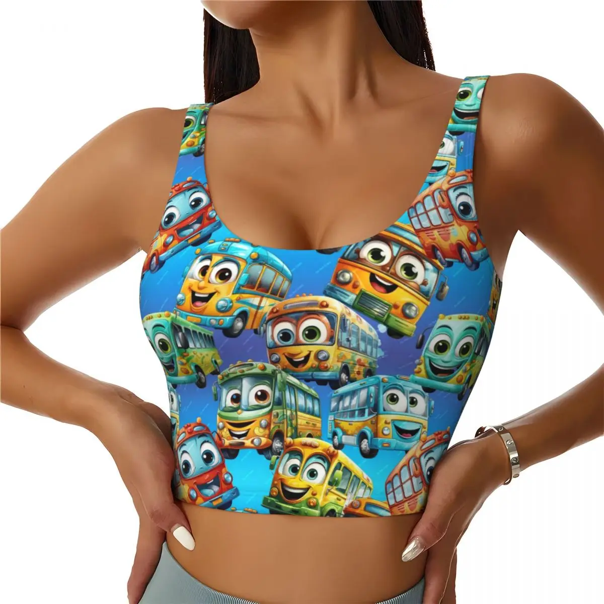 

Custom Lightning McQueen Cartoon Workout Crop Tank Tops for Women Yoga Sports Bras