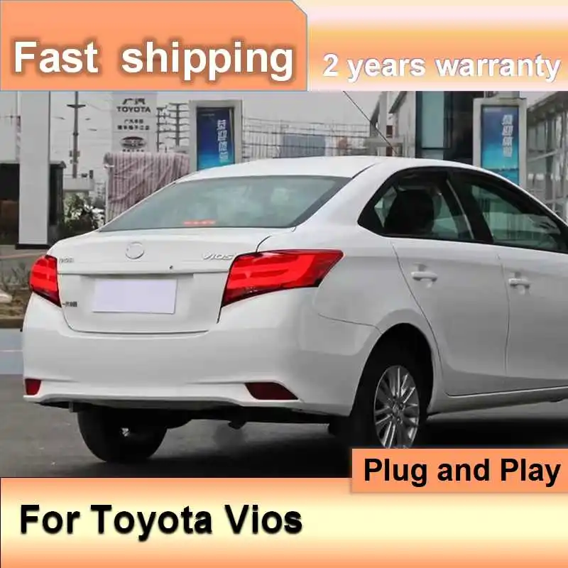 Car Accessories for Toyota Vios Taillight 2014-2016 Vios Tail Light Rear DRL Fog Brake Turn Signal Reversing