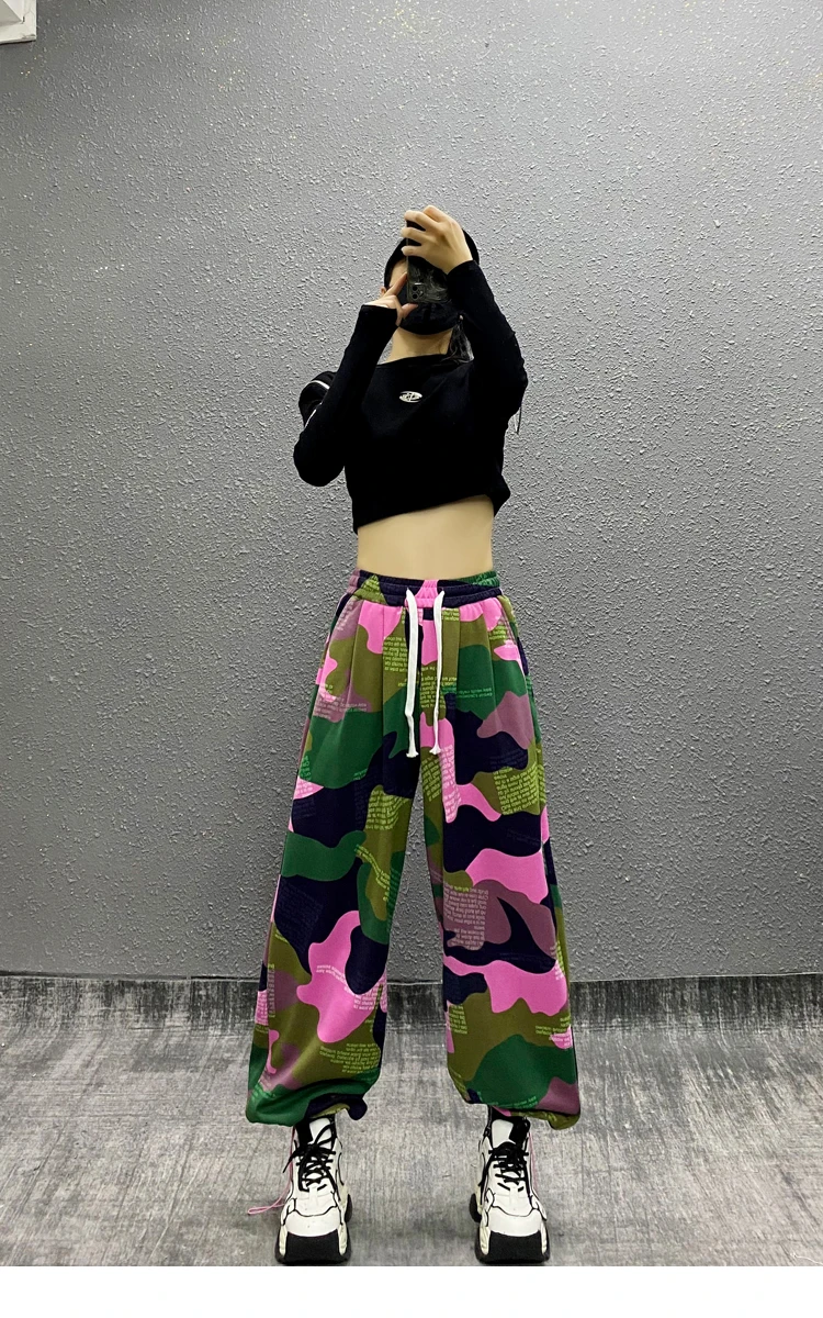 2025 Spring and Autumn Women's Stylish Camouflage Sports Casual Pants High Waist Loose Slimming Versatile Straight Sweatpants